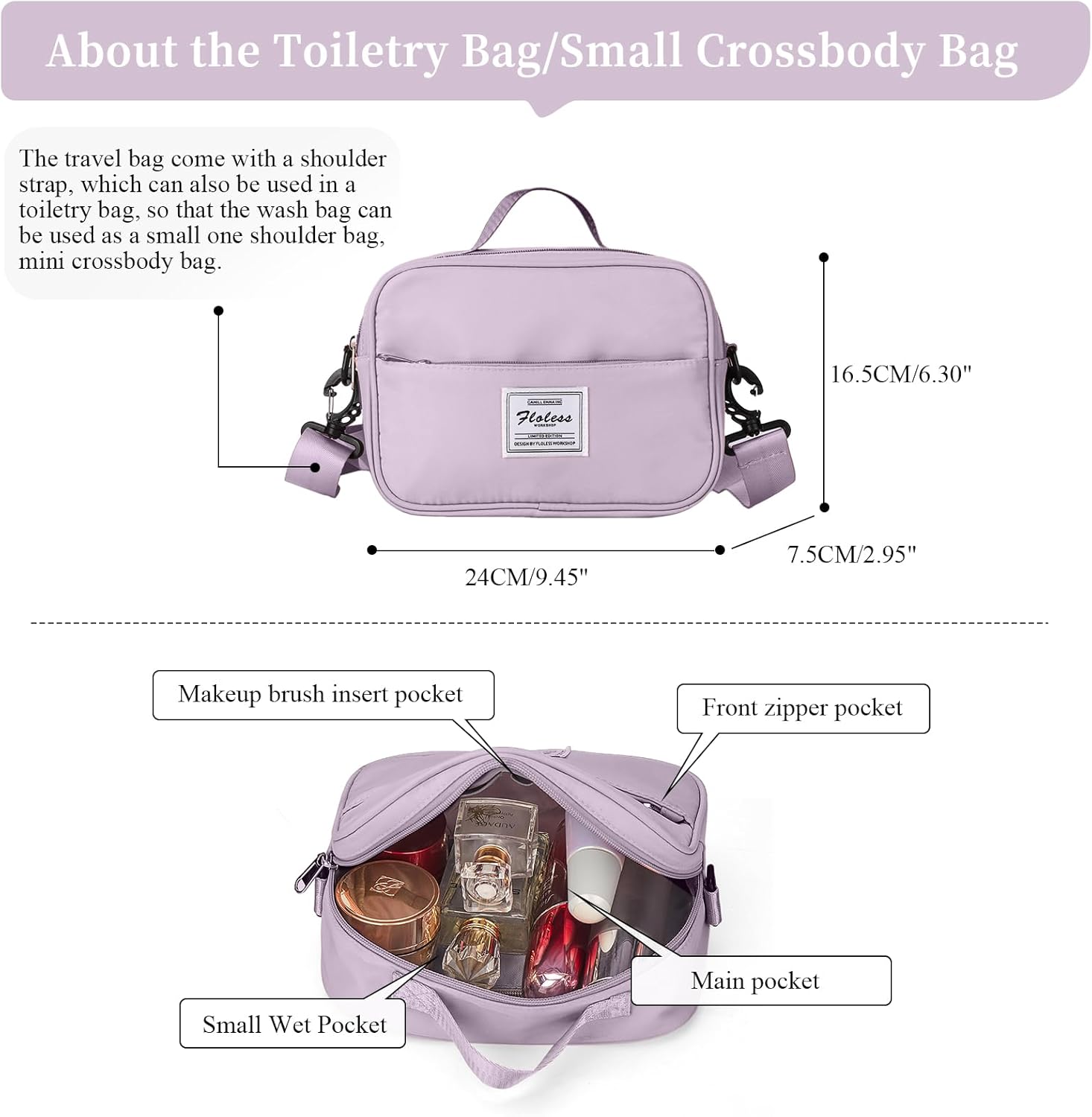 Weekender Bags for Women,Personal Item Travel Bag with Shoes Compartment,Overnight Travel Duffel Bag with Toiletry Bag - Image 5