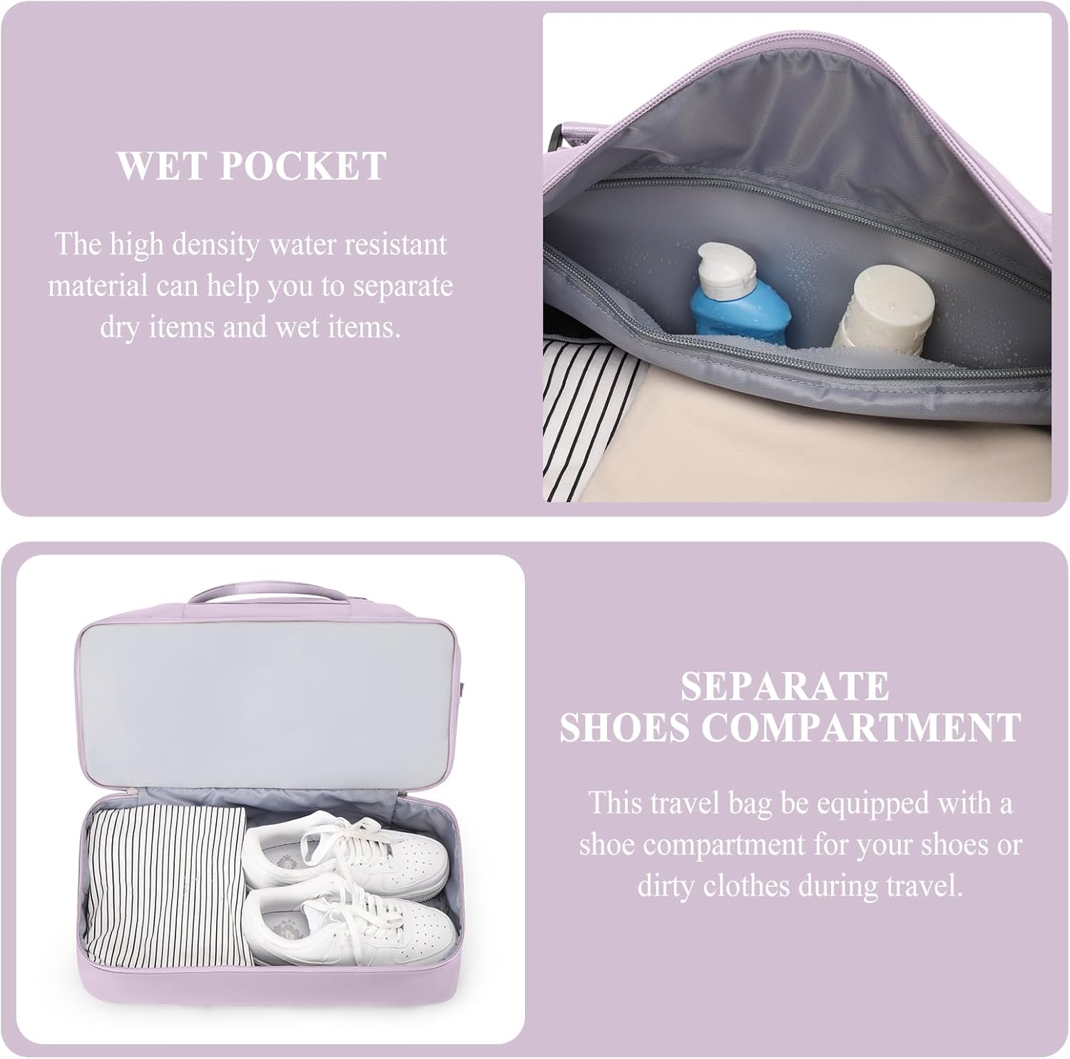 Weekender Bags for Women,Personal Item Travel Bag with Shoes Compartment,Overnight Travel Duffel Bag with Toiletry Bag - Image 6